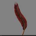 Delicate Pink Feather With Yellow Shaft And Soft Light Plumage Structure 3d model
