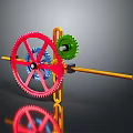 Hardware Tools 3D Model Featuring Colored Gears and Mechanical Transmission Rod Structure 3d model