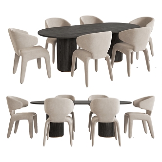 Modern Dining Table and Chair Combination Dining Table Dining Chair Single Chair 3d model