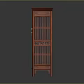 Traditional Chinese Mahogany Wooden Cabinet With Ornate Carved Patterns And Brass Latch