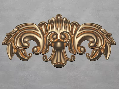 Golden Classical Carving With Intricate Patterns For Wall Decor Design 3d model