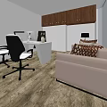 Spacious Conference Room With Red Projection Screen Black Folding Chairs And Large Windows