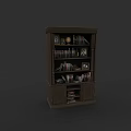 Traditional Dark Brown Wooden Bookshelf With Books And Photo Frames On Shelves