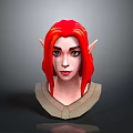 Game Movie Female Character With Red Hair Pointed Ears Blue Eyes And Head Model