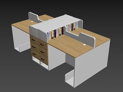 Modular Office Desk With Wooden Top Drawers And Partition Divider Design 3d model