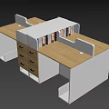 Modular Office Desk With Wooden Top Drawers And Partition Divider Design