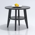 Black Round Coffee Table with White Plate and Lemon on Top 3d model