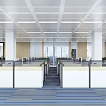 Public open office area large office desks and chairs 3d model
