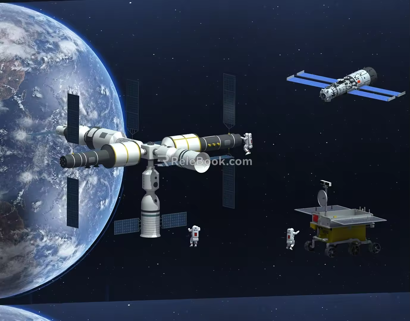lunar exploration vehicle space station shenzhou spacecraft 3d model