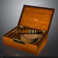 Wooden Food Storage Box With Round Tray And Snacks Inside