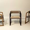 Three Modern Leisure Accent Chairs Featuring Wooden Frames And Fabric Seats