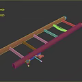 Red Ladder Structure With Metal Connectors And 3D Rendering Design 3d model