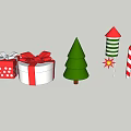 Festive Christmas Ornament Decoration Set With Bell Candy Cane Bauble Gift Boxes And Tree
