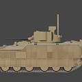 Sand Colored Military Armored Tank with Turret Cannon and Heavy Duty Tracks