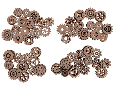 Vintage Mechanical Gears Decorative Set With Assorted Sizes And Interlocking Design 3d model