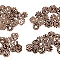 Vintage Mechanical Gears Decorative Set With Assorted Sizes And Interlocking Design
