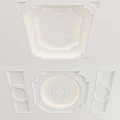 Modern Decorative Ceiling With Recessed Lighting And Gypsum Moldings Circular Patterns 3d model