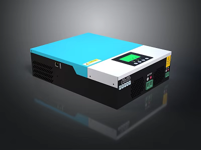 Blue And White Electronic Inverter Device With Green Display And Control Buttons 3d model