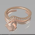 Elegant Rose Gold Pink Women's Ring Adorned With Adorable Diamond Details