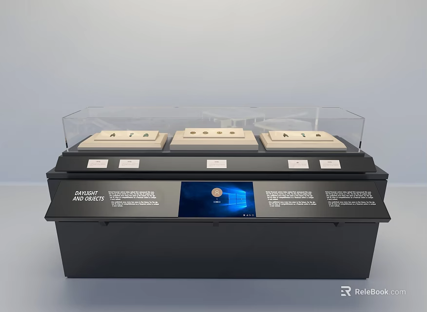 Black Device With Three Transparent Lid Compartments And Blue Display Screen 3d model 