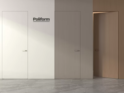 Modern Polliform Hinged Doors In White Light Gray Wooden For Interior Design 3d model