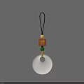 Traditional Chinese Jewelry Pendant With White Circular Charm Red Square Bead And Black Cord
