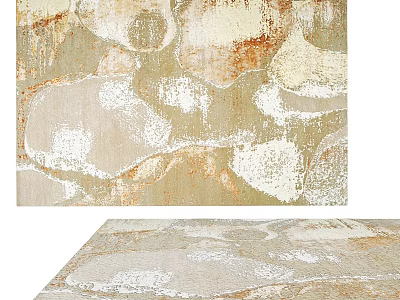 Square Rug With Abstract Beige And Brown Textured Pattern For Living Room Decor 3d model