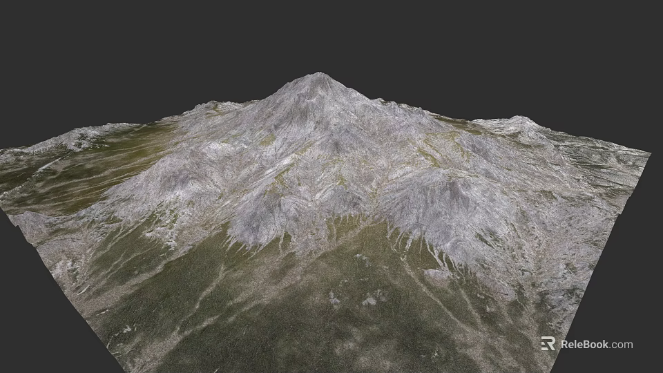 Detailed Microtopography 3D Terrain Model Featuring Mountain Slopes And Vegetation Cover 3d model 