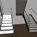 Modern Stairs Design With Marble Steps And Glass Metal Railings