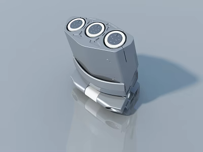 Modern Swing Door Hardware With Three Circular Components And Metal Finish 3d model