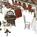 Elegant Formal Dining Table Set With Red Chairs Tableware And Decorative Centerpieces