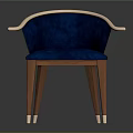 Modern Blue Upholstered Chair With Wooden Legs White Armrests And Trim