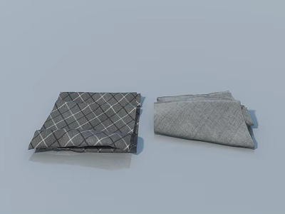 Sliding Door Decorated With Folded Plaid And Solid Gray Fabric For Home Use 3d model