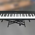 Black Electronic Keyboard With White Piano Keys And Sturdy Black Metal Stand