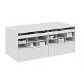 Modern Commercial Storage Equipment With Glass Display Doors Multiple Drawers And Metal Frames