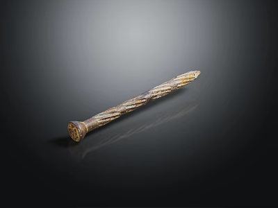 Carved Decorative Rod With Twisted Pattern And Shiny Reflective Surface 3d model