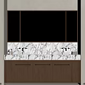 Modern Bathroom Vanity With Marble Countertop Backsplash And Dark Brown Cabinets 3d model