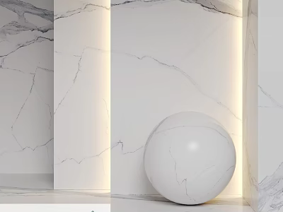 Marble Components in Modern Interior With White Sphere and Wall Panels 3d model