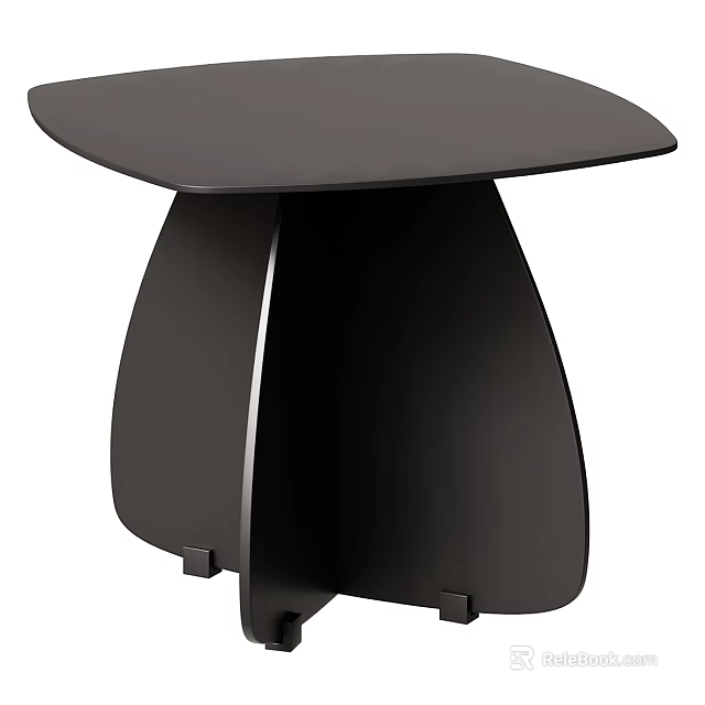 Modern Black Side Table With Curved Support Base For Living Room Decor 3d model
