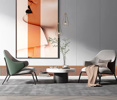 Modern leisure sofa combination single leisure chair side combination 3d model