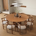 Modern Dining Table and Chair Combination Cream Dining Table and Chair Combination 3d model