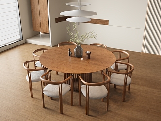 Modern Dining Table and Chair Combination Cream Dining Table and Chair Combination 3d model