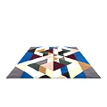 Modern Abstract Square Rug With Geometric Patterns And Multicolored Design Elements 3d model