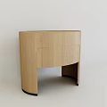 Light Wood Modern Side Table Featuring Curved Top and Black Base Design 3d model