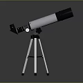 Scenic View With Silver Black Telescope On Tripod And Gray Gradient Background 3d model