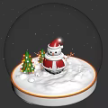Christmas Decorative Ornament Set With Snow Globe Snowman Santa Hat And Trees 3d model