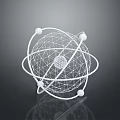 Industrial Equipment Mechanical Design 3D Model With Wireframe Sphere And Spherical Components