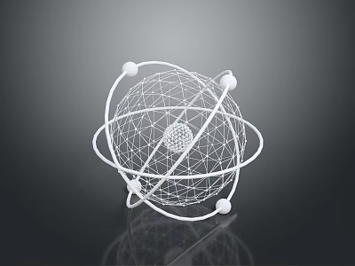 Industrial Equipment Mechanical Design 3D Model With Wireframe Sphere And Spherical Components 3d model