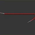 Red Cable With Metal Connectors Curved Shape On Black Background With Reflection Details