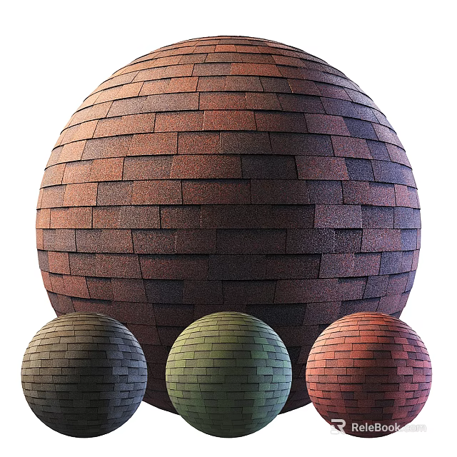 Spherical Shingle Roof Design with Different Color Shades Various Sizes in Architectural 3d model 
